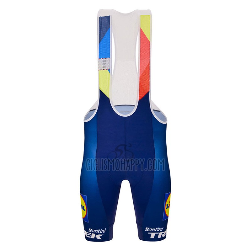 Lidl-trek Cycling Jersey Bib Short 2023 Short Sleeve Blue Yellow